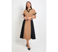 Principles Women's Formal Colour Block Contrast V Neck Midi Dress in Black | Size: 12 Principles Black 12