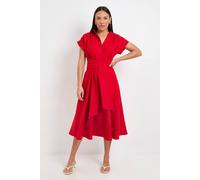 Principles Women's Formal Front Tie Shirt Midi Dress in Red | Size: 14 Principles Red 14