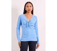 Principles Women's Blue Front Tie Rushed Jersey Top | Size: 16 Principles Blue 16