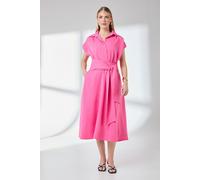 Principles Womens Front Tie Shirt Midi Dress - Pink - Size 14 UK