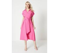 Principles Womens Front Tie Shirt Midi Dress - Pink - Size 14 UK