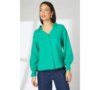 Principles Women's Gauze Collared Shirt in Green | Size: 12 Principles Green 12