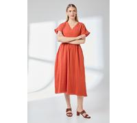 Principles Women's Gauze Shirred Waist Detail Midi Dress in Rust | Size: 20 Principles Rust 20