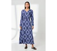 Principles Women's Geo Print V Neck Midi Dress in Navy | Size: 12 Principles Navy 12