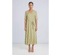 Principles Women's Geo Print Viscose Asymmetric Midi Dress in Lime | Size: 18 Principles Lime 18