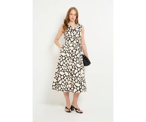 Principles Women's Geo Print Wrap Tie Midi Dress in Mono | Size: 18 Principles Mono 18