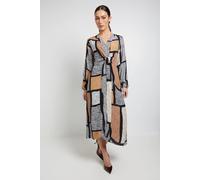 Principles Women's Geo Tie Front Midi Dress in Neutral | Size: 12 Principles Neutral 12