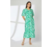 Green Animal Tie Front Midi Dress Principles Green 16