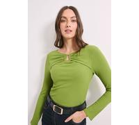Principles Women's Green Buckle Detail Ribbed Jersey Top | Size: 12 Principles Green 12