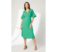 Principles Women's Green Cotton Poplin Pleat Sleeve Midi Dress | Size: 12 Principles Green 12