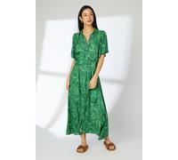 Green Geo Rope Print Tie Front Midi Shirt Dress Principles Green 10