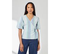 Principles Women's Green Stripe Puff Sleeve Wrap Top | Size: 12 Principles Green 12