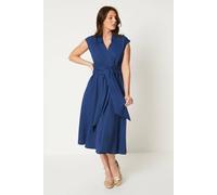Principles Women's Linen Blend Belted Midi Dress in Blue | Size: 18 Principles Blue 18