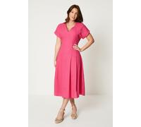 Principles Women's Linen Blend Pleat Detail Midi Dress in Pink | Size: 10 Principles Pink 10