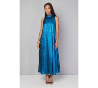 Principles Women's Metallic Halterneck Maxi Dress in Blue | Size: 12 Principles Blue 12