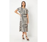 Principles Womens Mono Geo Printed Midi Dress - Monochrome Multi - Size 10 UK