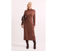 Principles Women's Mocha Twist Detail Ribbed Jersey Midi Dress | Size: 10 Principles Mocha 10