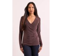 Principles Women's Mocha Wrap Ruched Side Long Sleeve Jersey Top | Size: 14 Principles Mocha 14