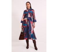 Principles Women's Multi Blur Print Belted Contrast Detail Collarless Shirt Dress | Size: 16 Principles Multicolor 16