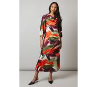 Principles Women's Multi Printed Cowl Neck 3/4 Sleeve Midi Dress | Size: 12 Principles Multicolor 12