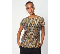 Principles Womens Multi Sequin Cold Shoulder Top - Black - Size 14 UK