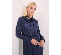 Principles Women's Navy Cowl Tie Neck Satin Jacquard Midi Dress | Size: 14 Principles Navy 14