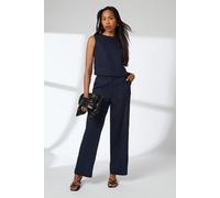 Principles Women's Navy Linen Blend Cropped Top | Size: 18 Principles Navy 18