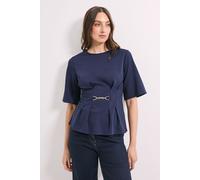 Navy Trim Pleat Detail Ponte Top Principles Navy 12