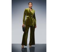 Principles Women's Olive Velvet Wide Leg Trouser | Size: 14 Principles Olive 14