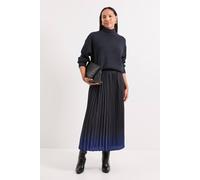 Principles Women's Ombre Print Pleated Midi Skirt in Navy | Size: 16 Principles Navy 16