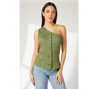 Principles Women's One Shoulder Waistcoat in Khaki | Size: 16 Principles Khaki 16