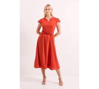 Principles Women's Orange Knot Detail Fit & Flare Midi Dress | Size: 10 Principles Orange 10