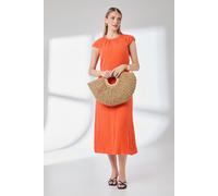 Principles Women's Orange Short Sleeve Gauze Column Midi Dress | Size: 12 Principles Orange 12