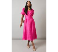 Principles Women's Organza Puff Sleeve Midi Dress in Pink | Size: 14 Principles Pink 14