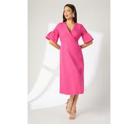 Principles Women's Pink Cotton Poplin Pleat Sleeve Midi Dress | Size: 12 Principles Pink 12