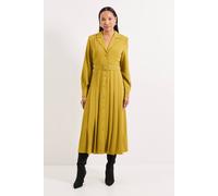 Principles Women's Pleat Skirt Belted Shirt Dress in Chartreuse | Size: 12 Principles Chartreuse 12