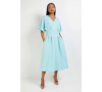 Principles Women's Pleat Waist Relaxed Cuff Crepe Midi Dress in Light Blue | Size: 10 Principles Light Blue 10