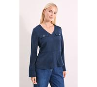 Principles Women's Pocket Detail Satin V Neck Blouse in Navy | Size: 12 Principles Navy 12