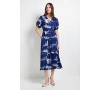 Principles Women's Printed Puff Sleeve Midi Dress in Blue | Size: 16 Principles Blue 16