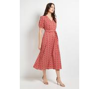 Principles Women's Printed Puff Sleeve Midi Dress in Rust | Size: 18 Principles Rust 18