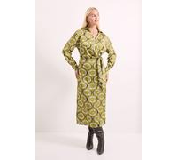 Principles Women's Printed Tie Waist Button Detail Satin Shirt Dress in Olive | Size: 10 Principles Olive 10