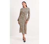 Principles Women's Printed Tuck Front Detail Midi Dress in Beige | Size: 12 Principles Beige 12