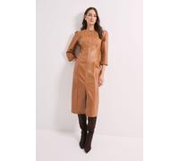 Principles Women's PU Long Sleeve Column Midi Dress in Tan | Size: 12 Principles Tan 12
