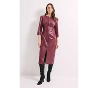 Principles Women's PU Long Sleeve Column Midi Dress in Wine | Size: 12 Principles Wine 12