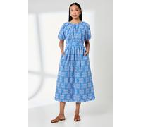 Principles Women's Puff Sleeve Waistband Detail Broderie Midi Dress in Blue | Size: 10 Principles Blue 10