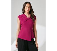 Principles Women's Raspberry Peplum Detail Twist Front Crepe Top | Size: 16 Principles Raspberry 16