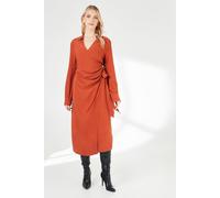 Principles Women's Red Belt Detail Collared Wrap Dress in Rust | Size: 10 Principles Rust 10
