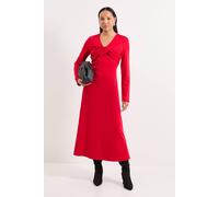 Principles Women's Red Twist V Neck Fit & Flare Ponte Midaxi Dress | Size: 20 Principles Red 20