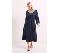 Principles Women's Rib Contrast Detail V Neck Midi Dress in Navy | Size: 12 Principles Navy 12