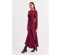 Principles Women's Ruched Detail Textured Jersey Jacquard Maxi Dress in Wine | Size: 12 Principles Wine 12